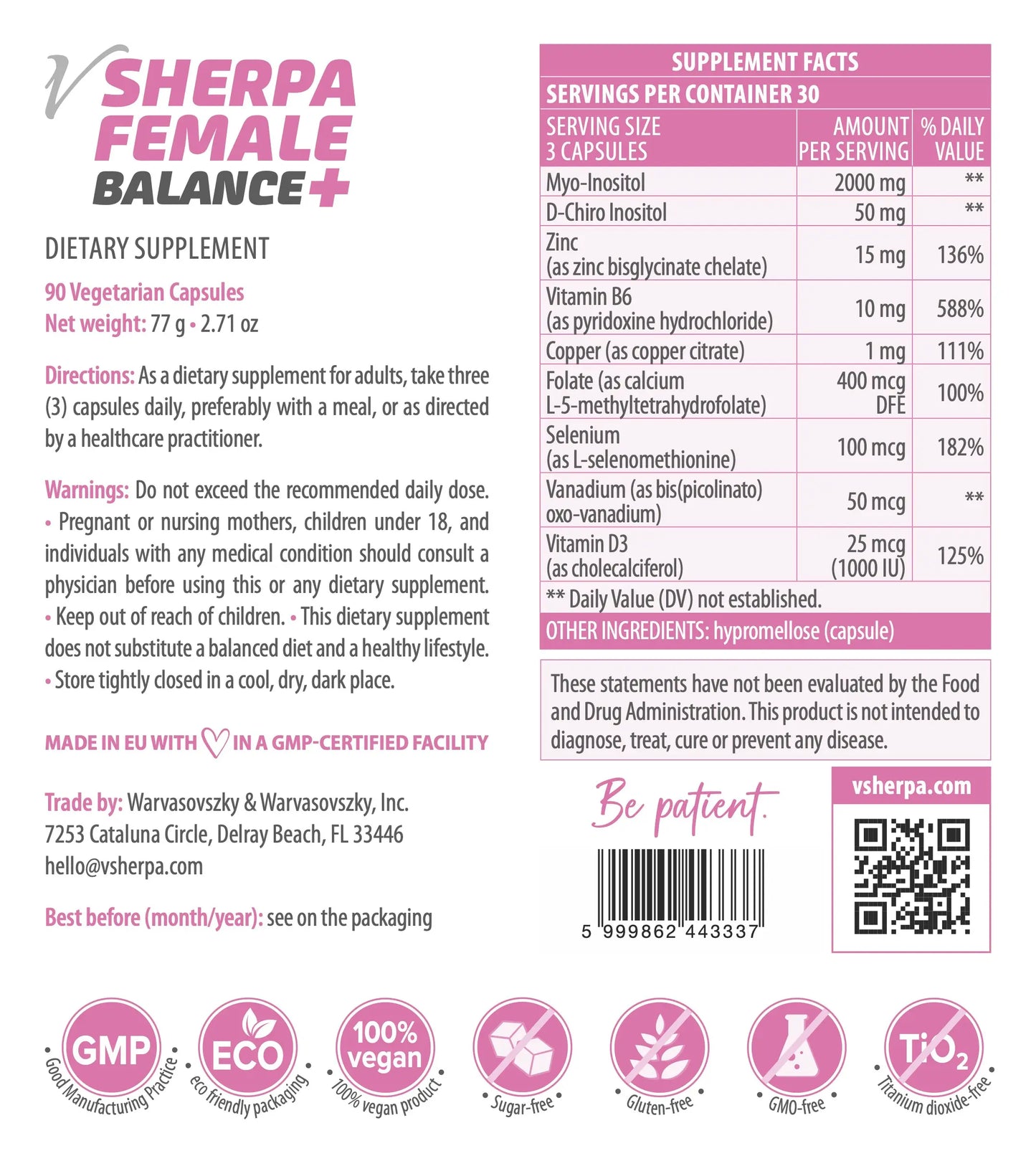 vSherpa Female Balance+ Dietary Supplement