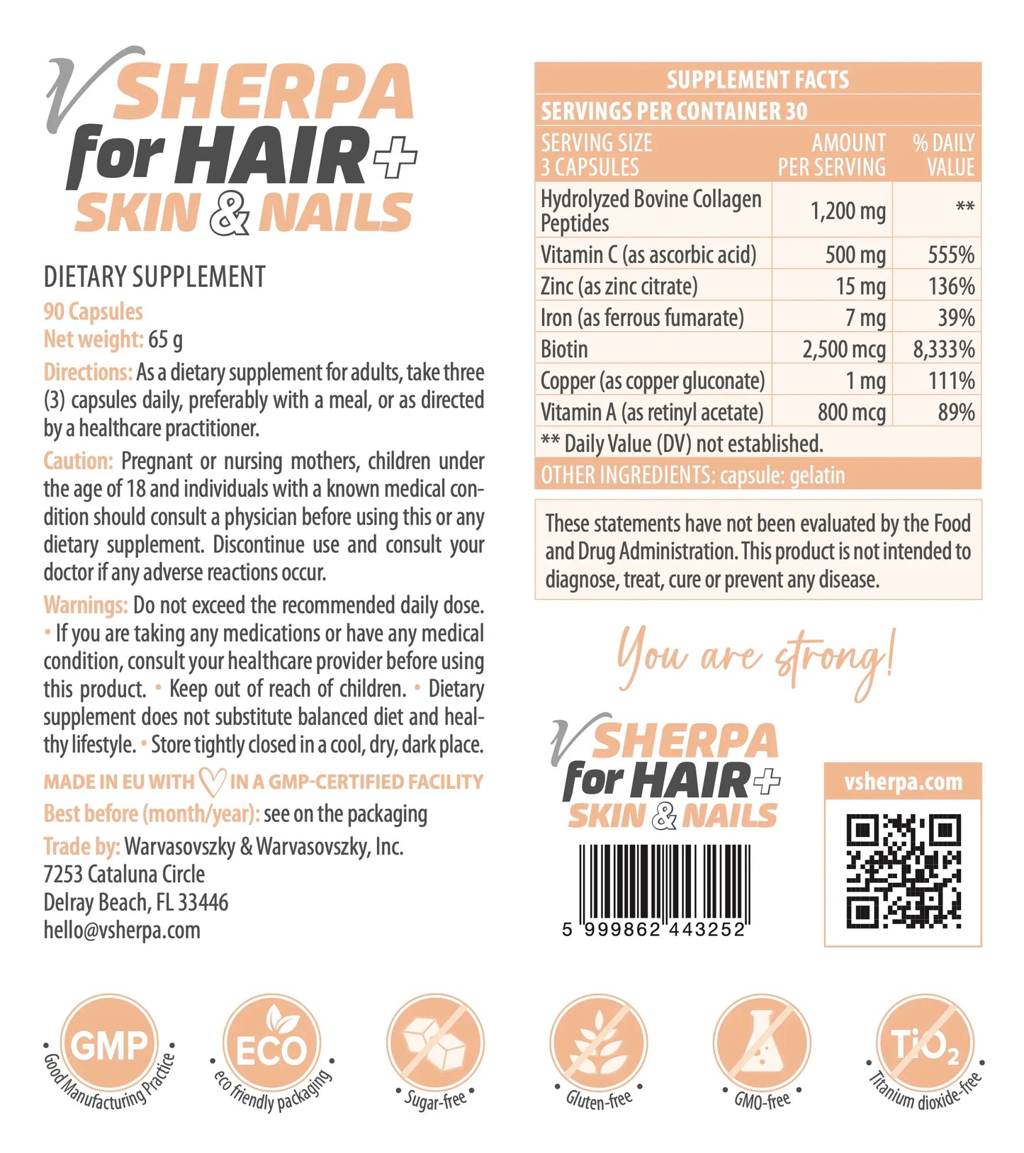vSherpa for Hair, Skin & Nails Dietary Supplement