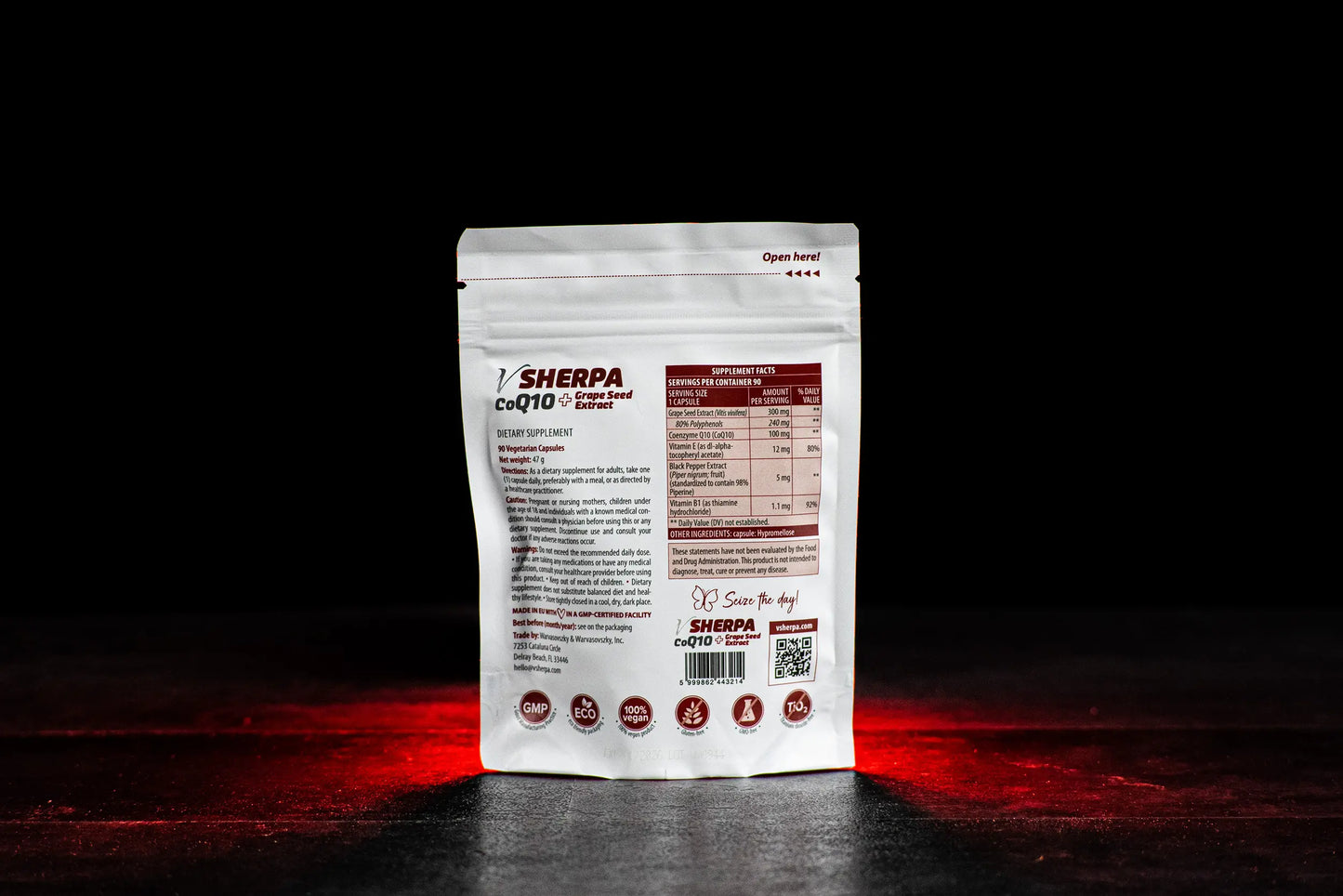 vSherpa CoQ10 + Grape Seed Extract Dietary Supplement
