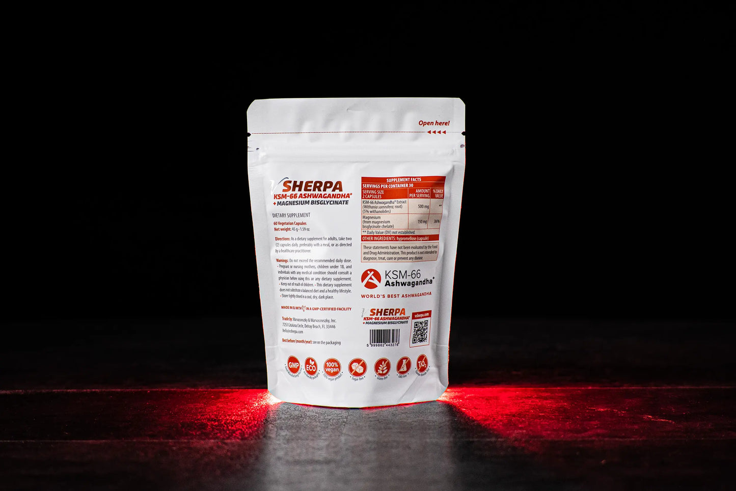 vSherpa KSM-66 Ashwagandha + Magnesium Bisglycinate Dietary Supplement