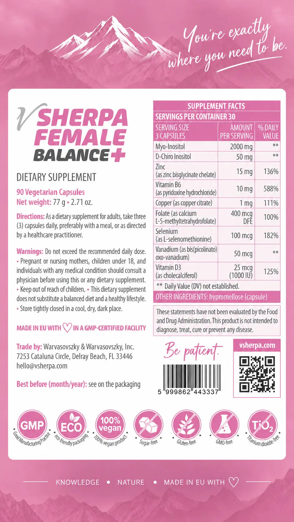 vSherpa Female Balance+ Dietary Supplement
