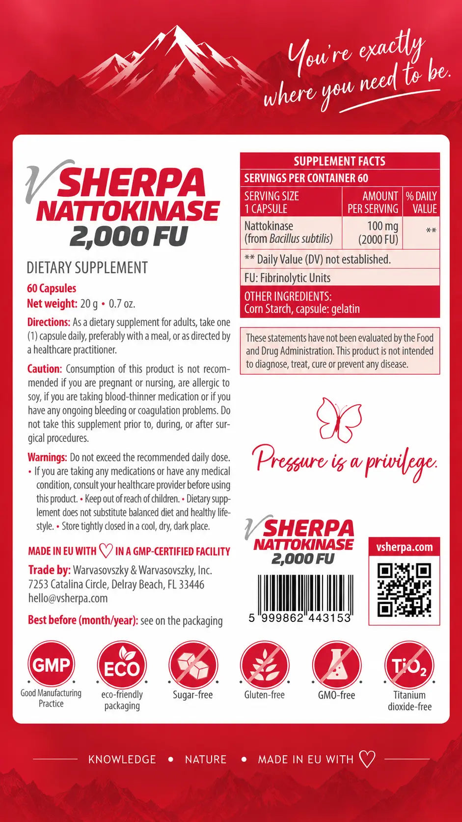 vSherpa Nattokinase 2,000 FU Dietary Supplement