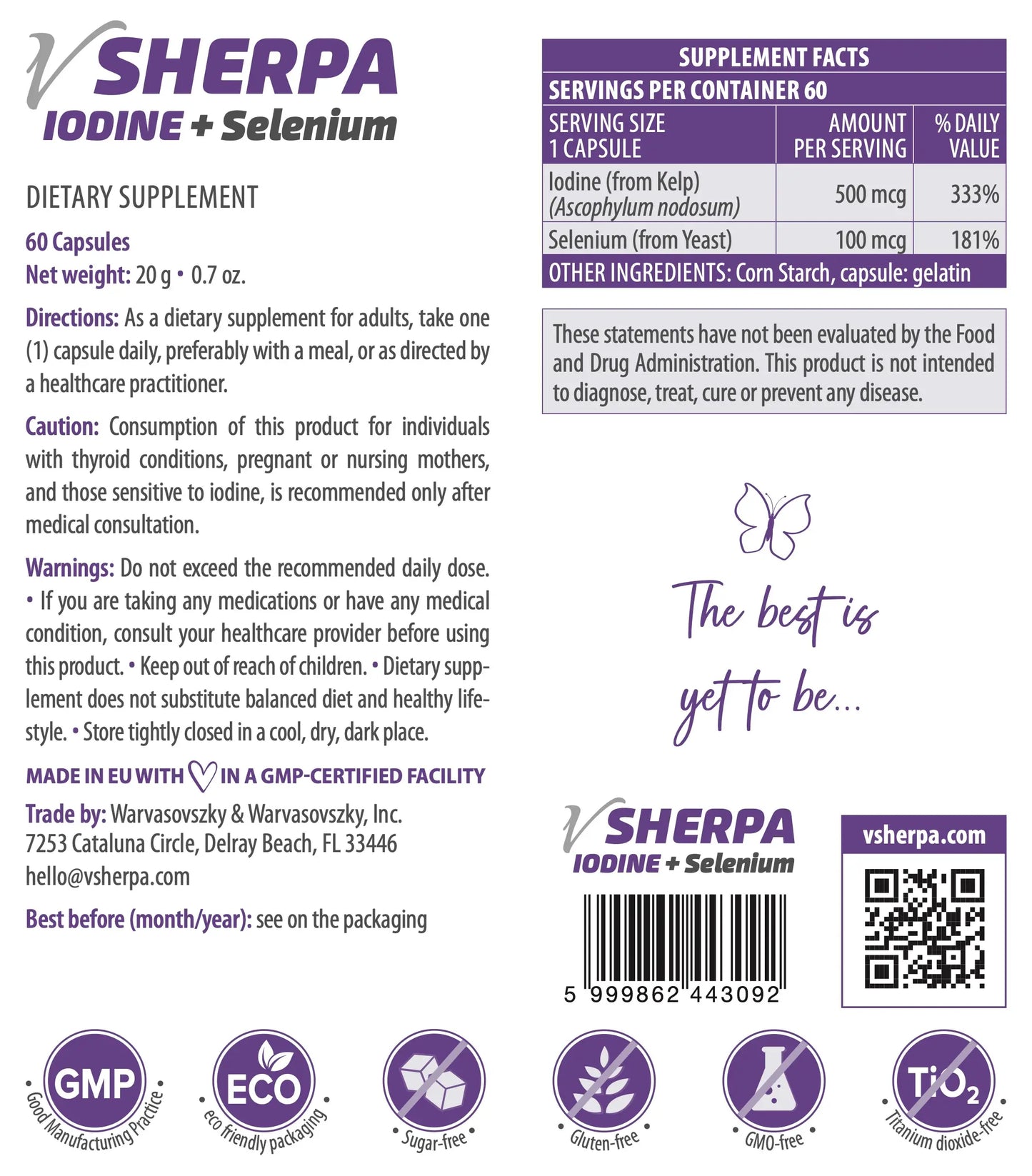 vSherpa Iodine + Selenium Dietary Supplement